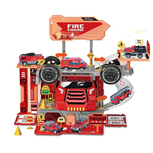 2in1 Fire Station & Fire Truck Play Set