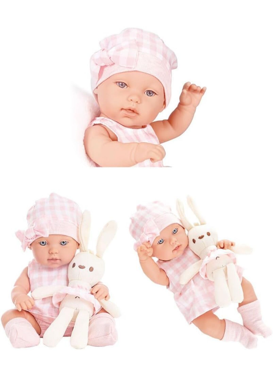 15 Inch Full Body Vinyl Baby Doll (with Sleeping Basket & Bunny)