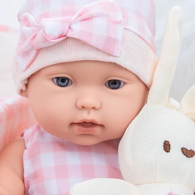 15 Inch Full Body Vinyl Baby Doll (with Sleeping Basket & Bunny)