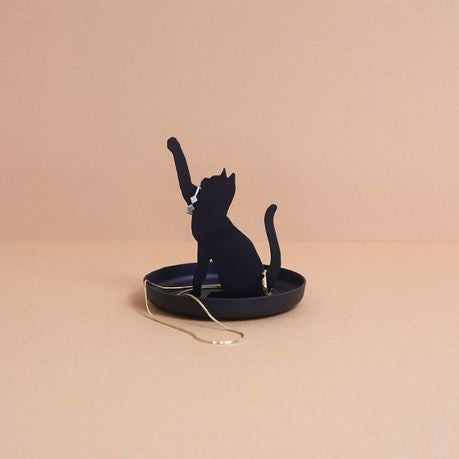 Metal Ring & Jewellery Holder - Black Cat