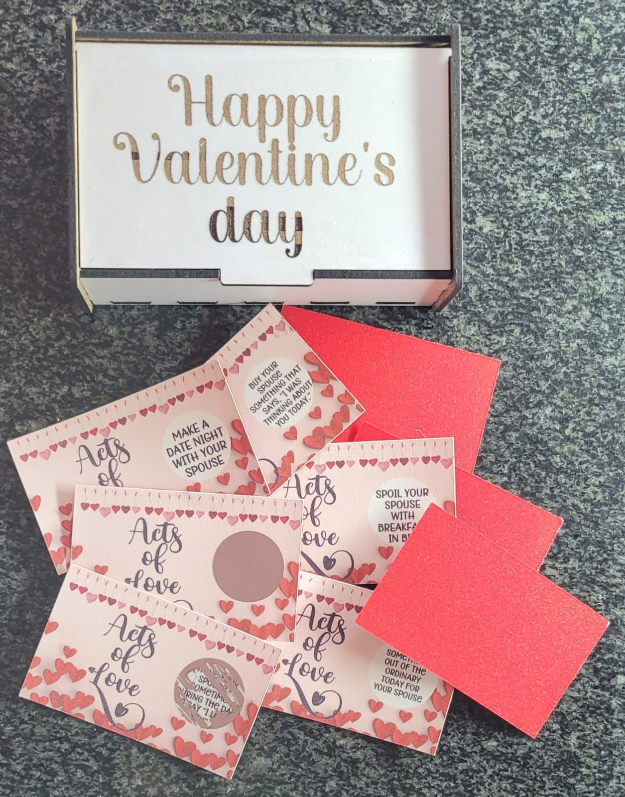 Personalised Acts Of Love Scratch Cards in Wooden Box