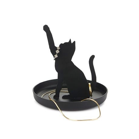 Metal Ring & Jewellery Holder - Black Cat