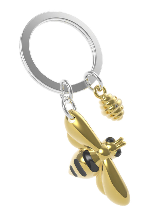 Stainless Steel Keyring - Honey & Bee