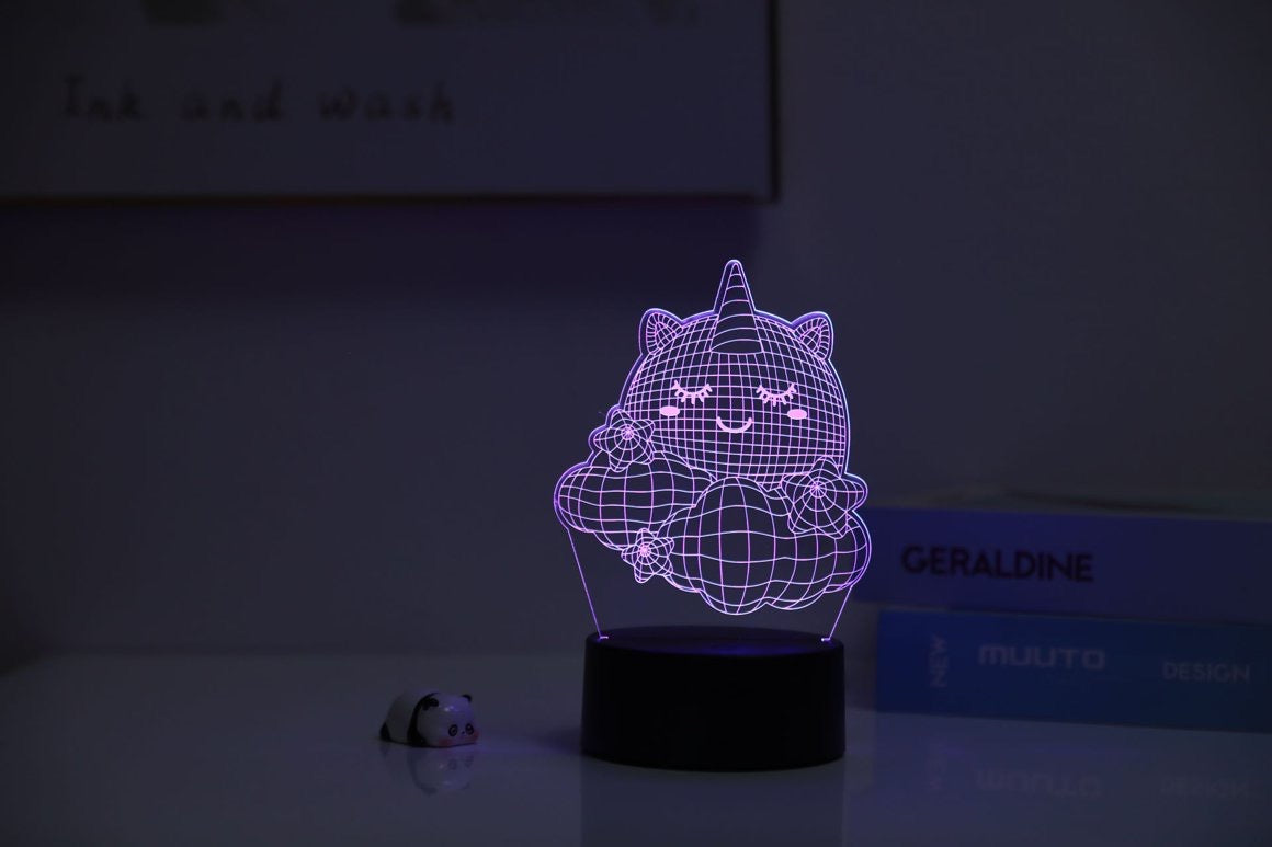 3D LED Unicorn Night Light