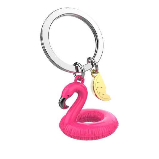 Stainless Steel Keyring - Flamingo Pool Float