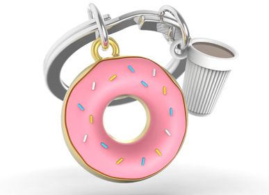 Stainless Steel Keyring - Doughnut & Coffee