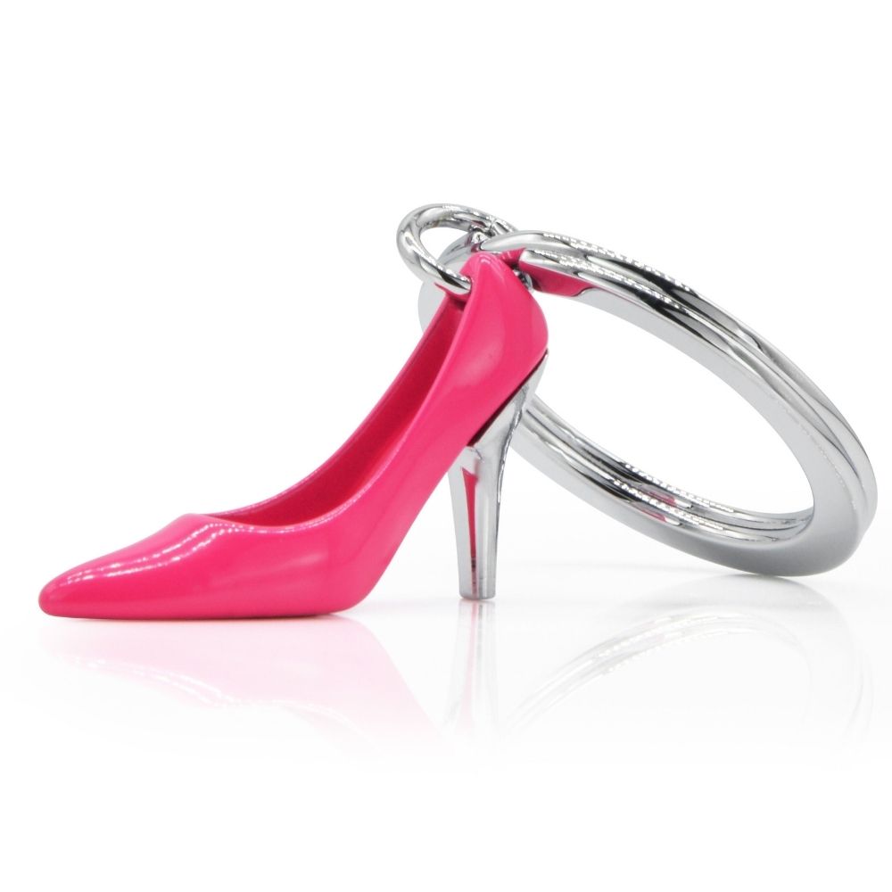 Stainless Steel Keyring - Pink High Heel