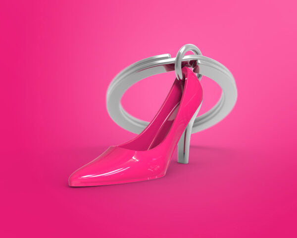 Stainless Steel Keyring - Pink High Heel