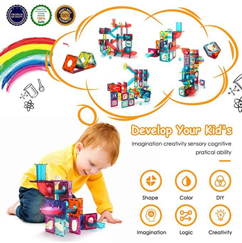 Magnetic Pipeline Building Blocks - Intermediate Set (73 Pieces)