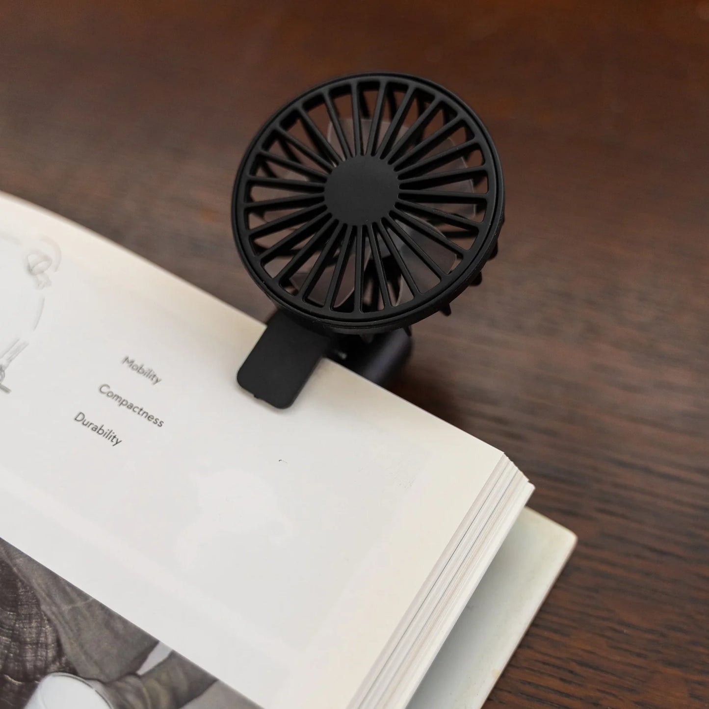 Rechargeable Clip-On Book Fan