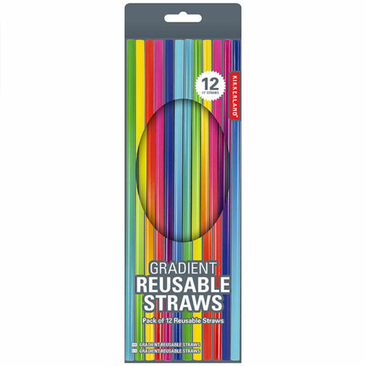 Reusable Rainbow Gradient Plastic Straws (Set of 12)