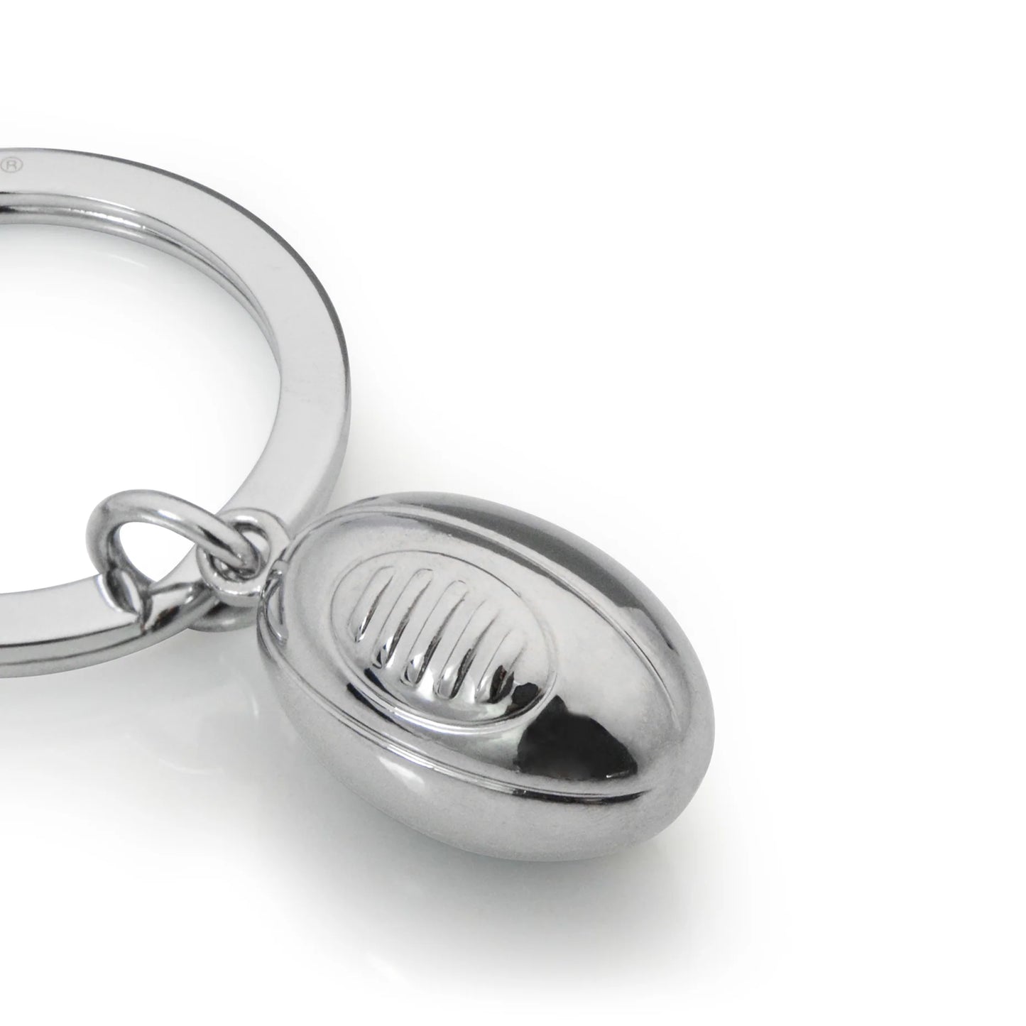 Stainless Steel Keyring - Rugby Ball