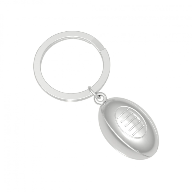 Stainless Steel Keyring - Rugby Ball