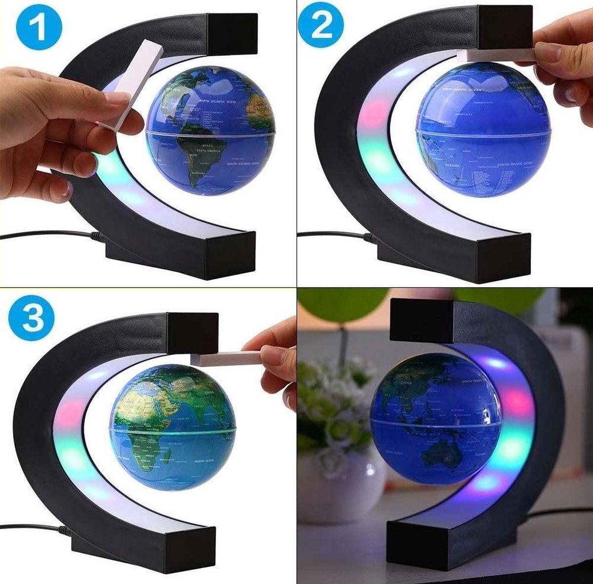 C-Shaped Table Lamp - Magnetic Levitating Globe